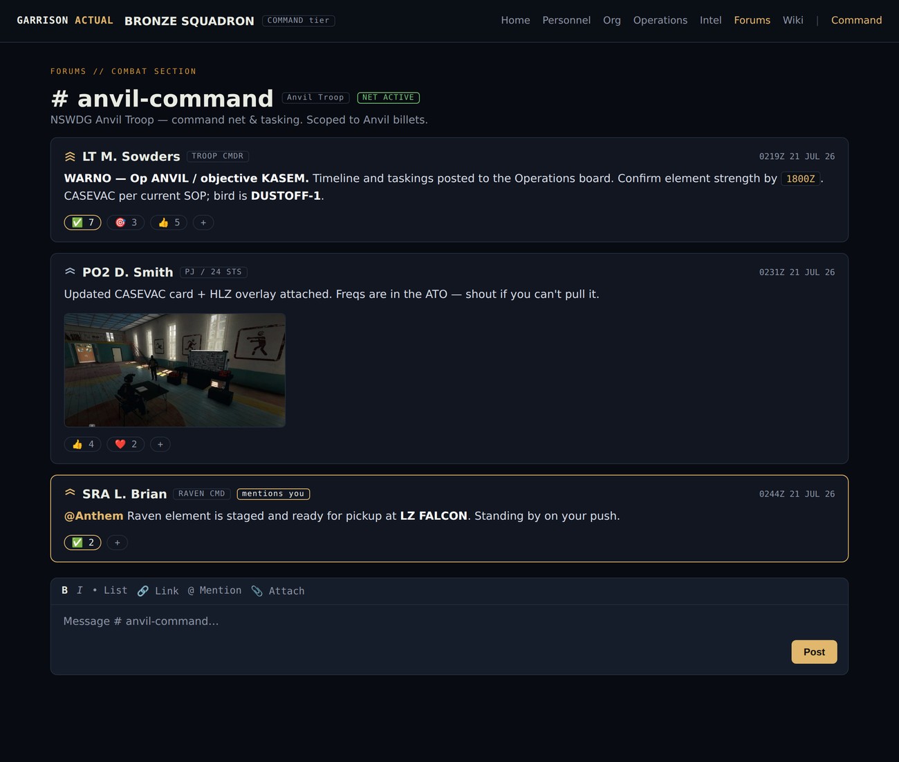 GarrisonActual squadron forums